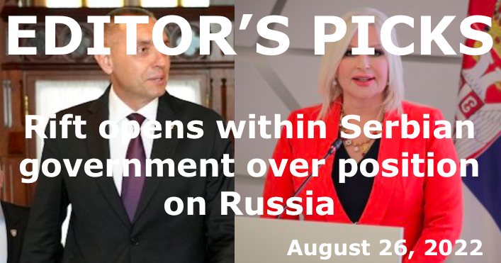 bne IntelliNews Editor's Picks -- Rift opens within Serbian government over position on Russia
