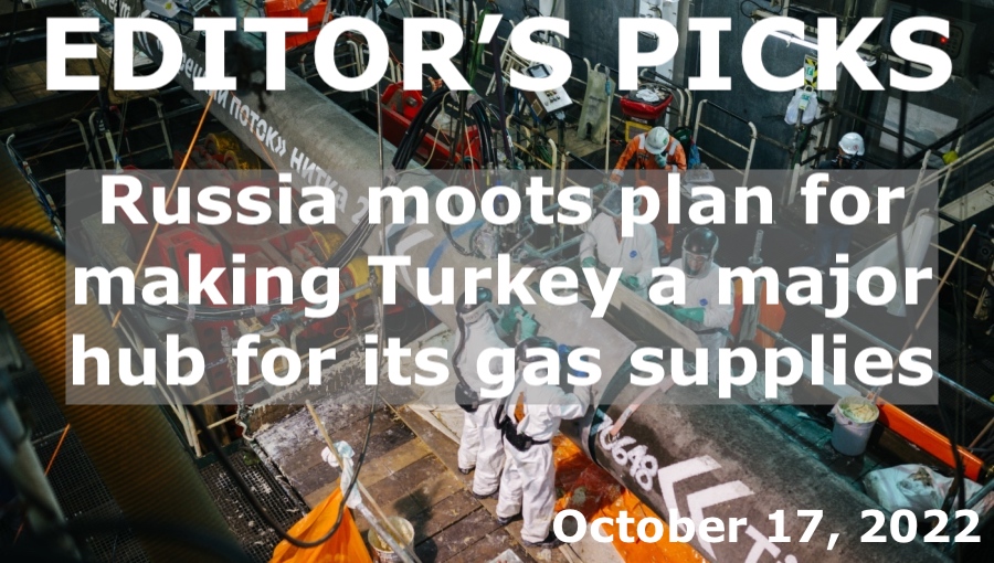 bne IntelliNews Editor's Picks --  Russia moots plan for making Turkey a major hub for its gas supplies