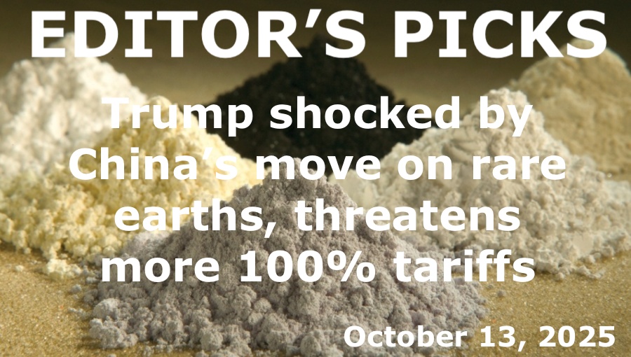 bne IntelliNews Editor's Picks – Trump shocked by China’s move on rare earths, threatens more 100% tariffs